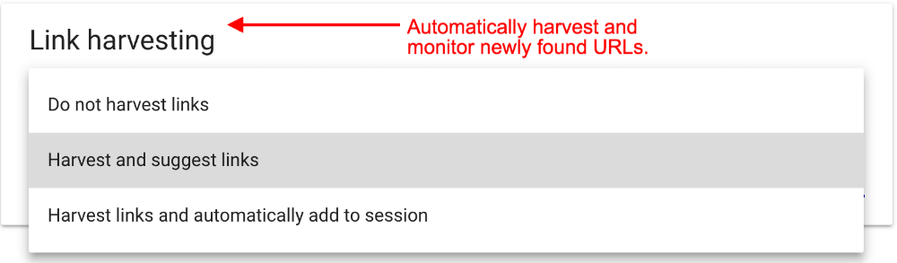 Find, harvest, and monitor new links