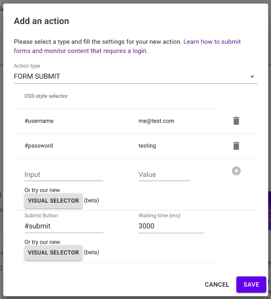 Submit forms on any page