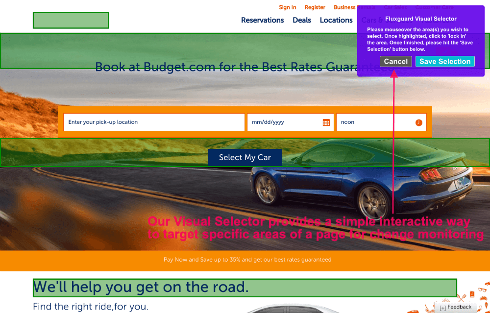 Use our Visual Selector to identify key page areas to ignore