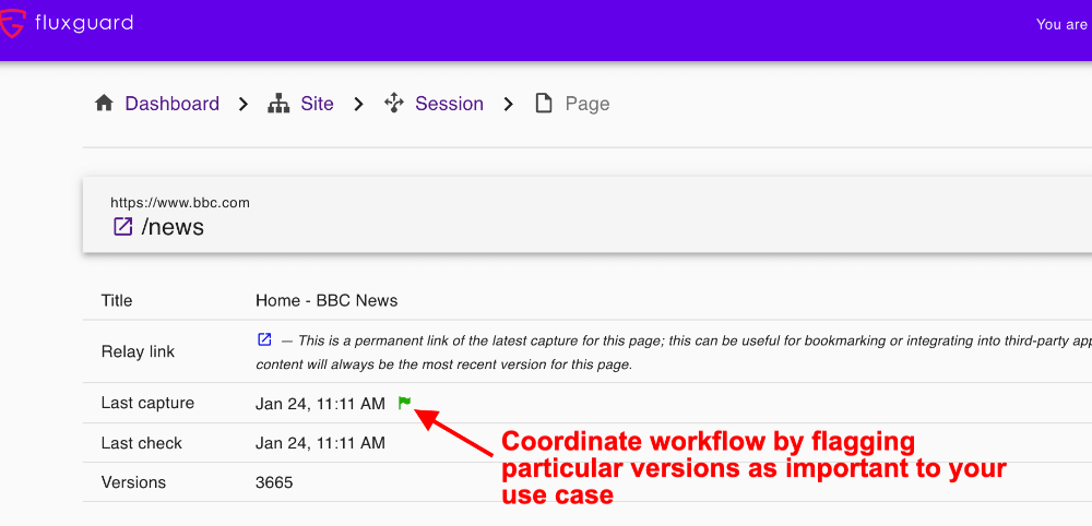 Coordinate work by flagging versions with important changes